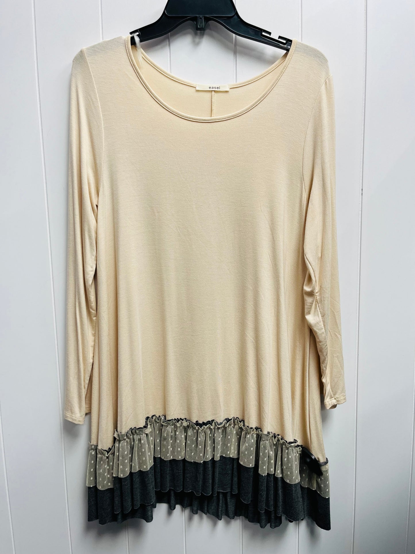 Top Long Sleeve By Easel In Tan, Size: L