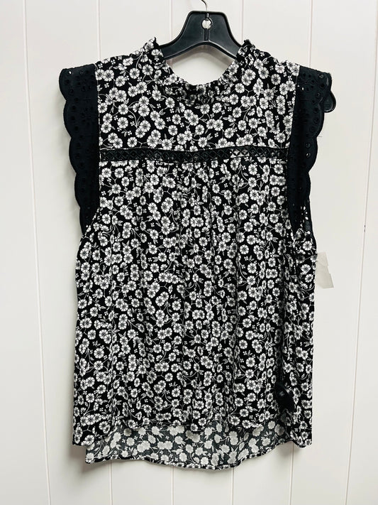 Black & White Top Short Sleeve Loft, Size L