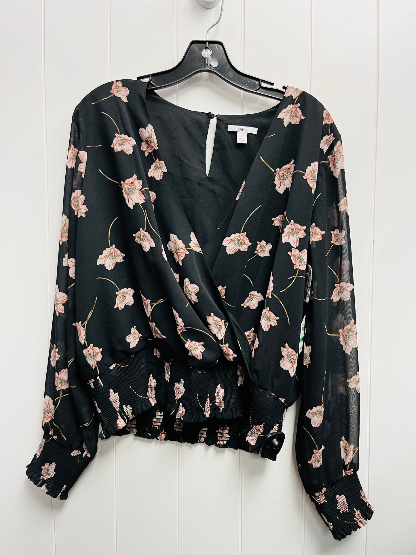 Top Long Sleeve By Bar Iii In Black & Pink, Size: L