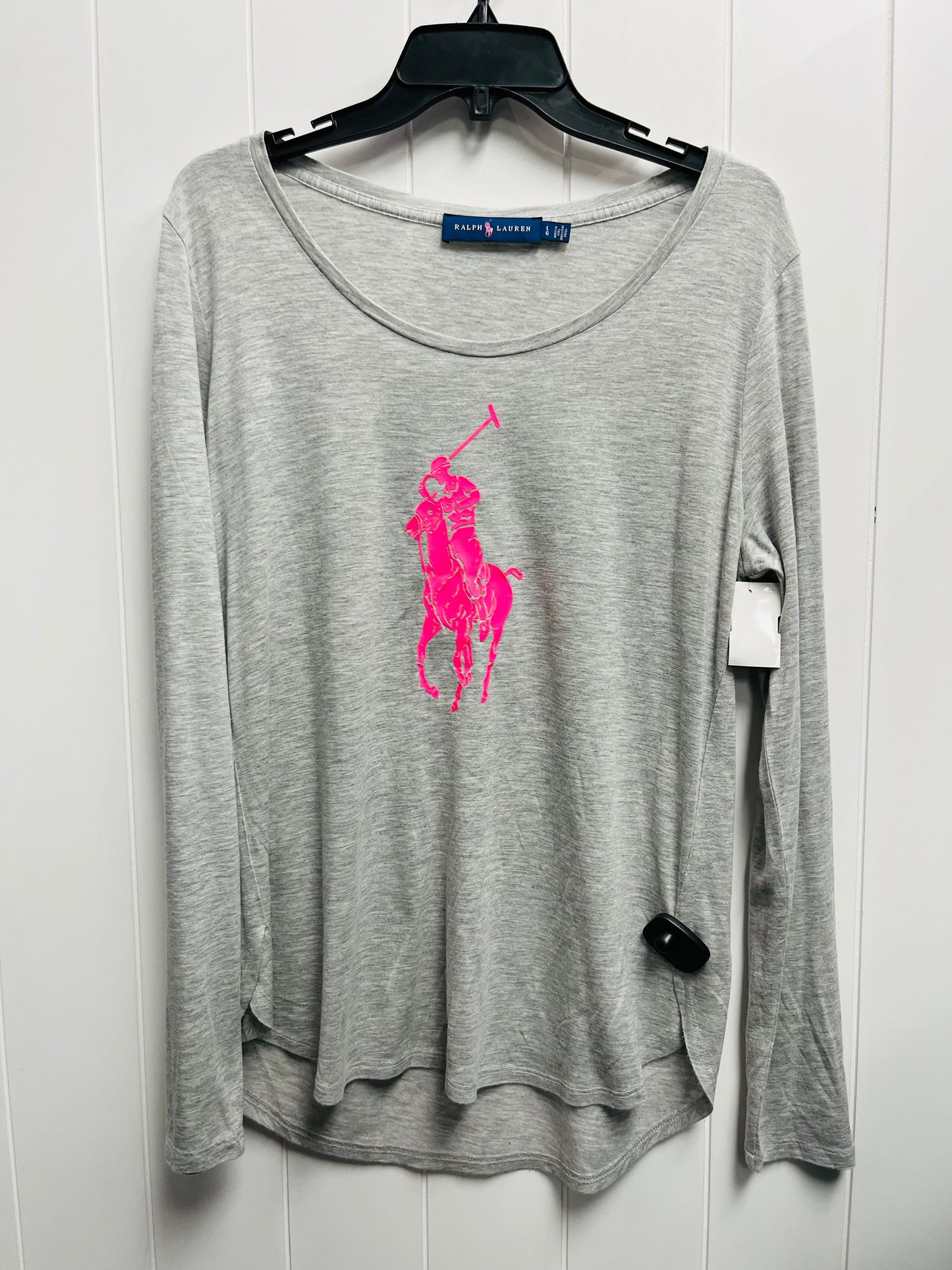 Top Long Sleeve Basic By Ralph Lauren In Grey, Size: L