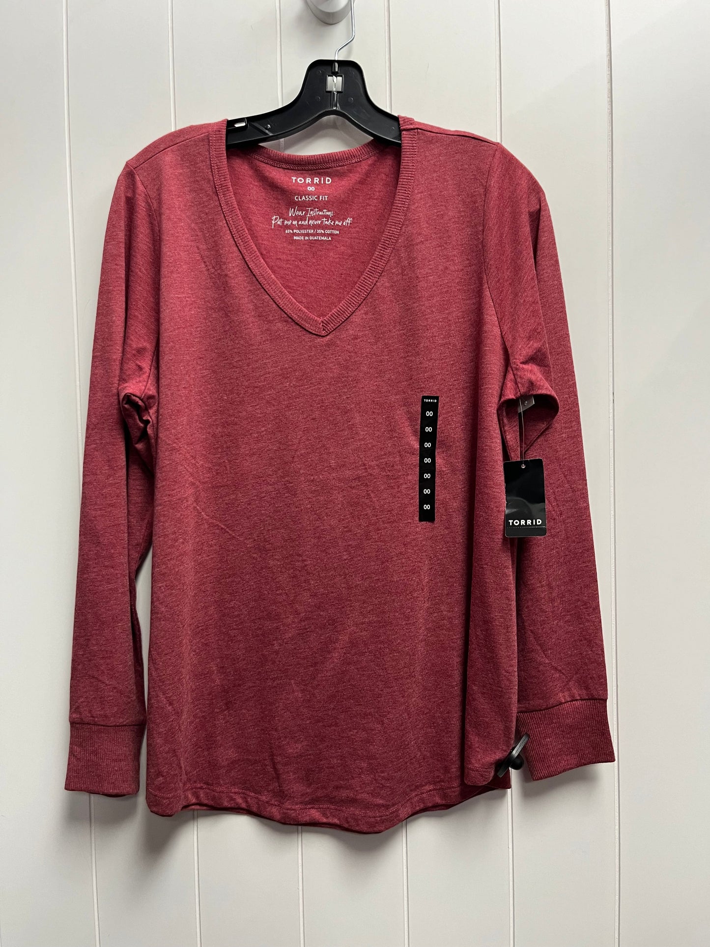 Top Long Sleeve Basic By Torrid In Red, Size: M