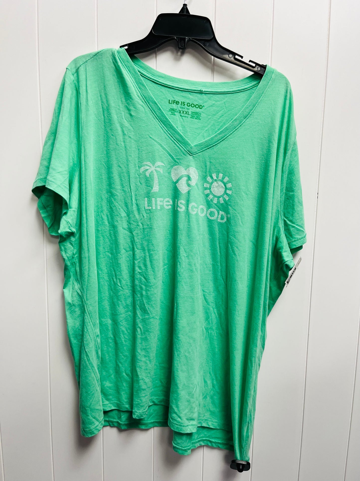 Green Top Short Sleeve Life Is Good, Size 3x