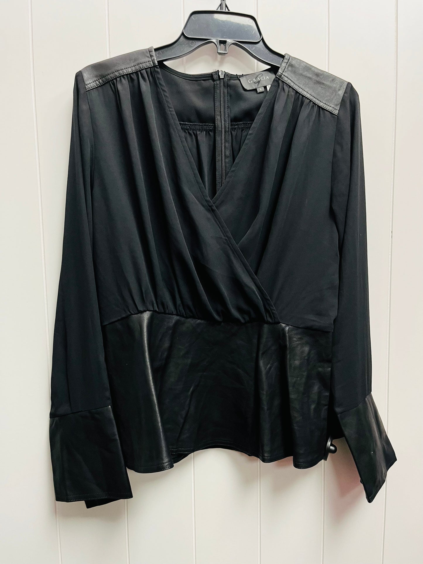Black Blouse Long Sleeve GRACIA, Size L