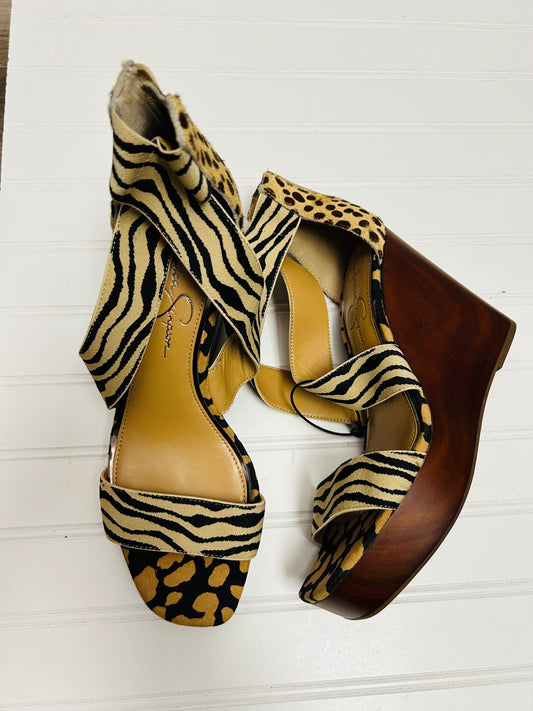 Zebra Print Sandals Heels Wedge Jessica Simpson, Size 9