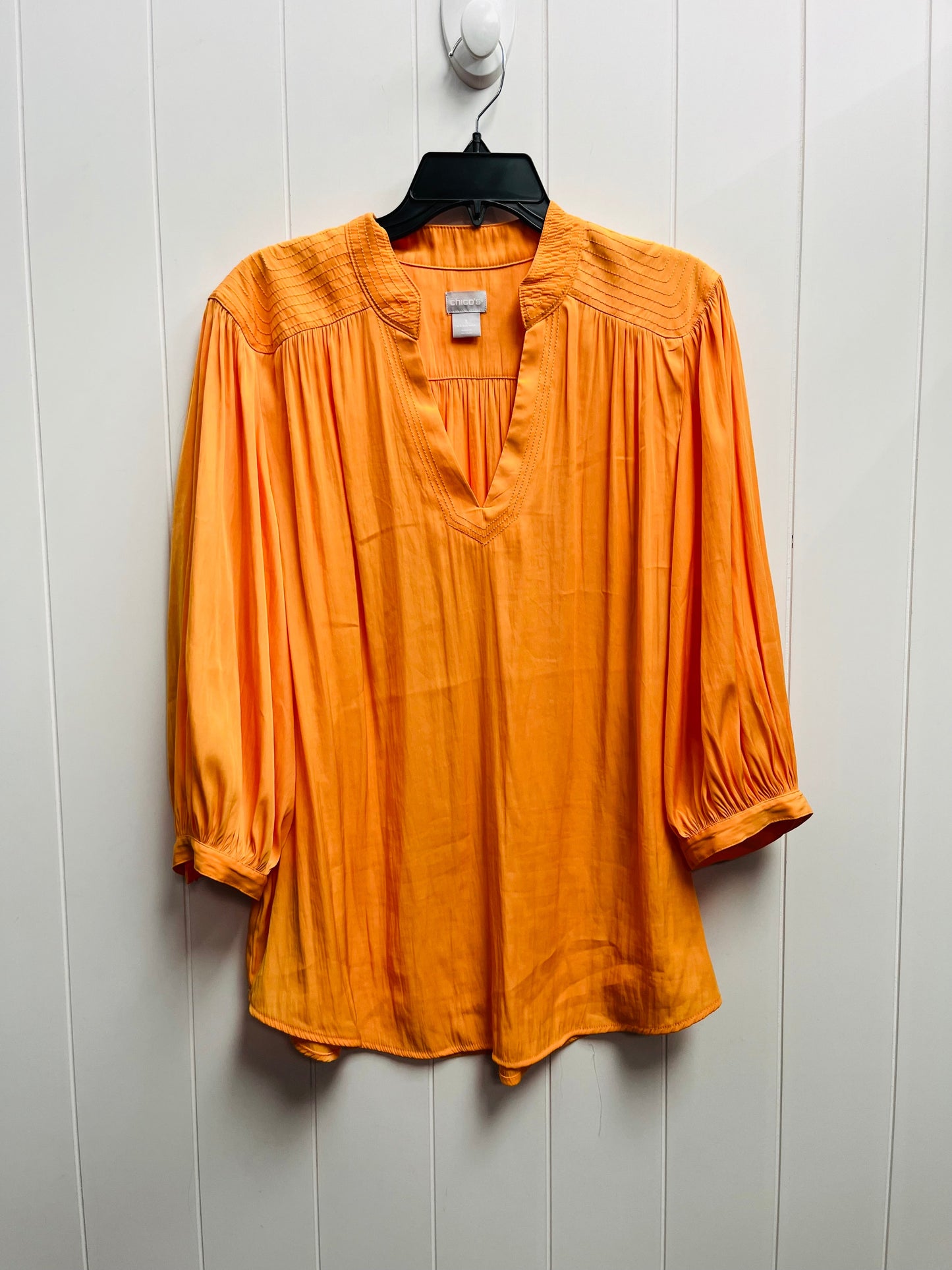 Blouse Long Sleeve By Chicos In Orange, Size: Xl