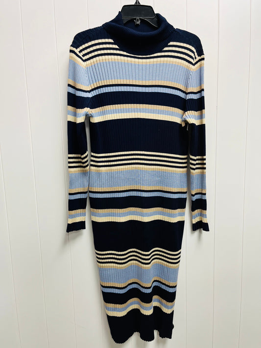 Dress Sweater By Cato In Blue & Cream, Size: Xl