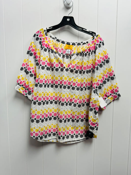 Top Short Sleeve By Ruby Rd In Pink & Yellow, Size: Xl