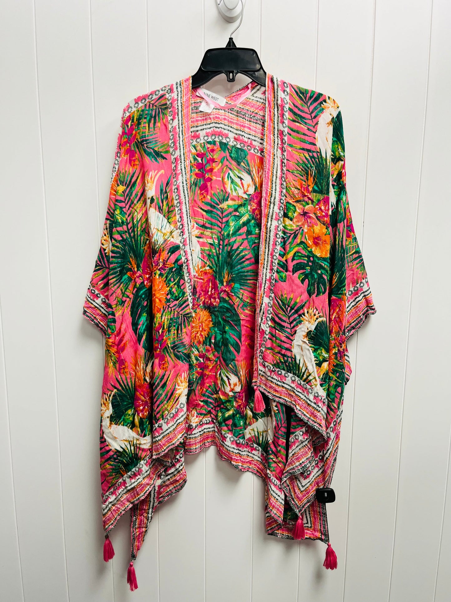 Kimono By Nine West Apparel In Orange & Pink, Size: Onesize