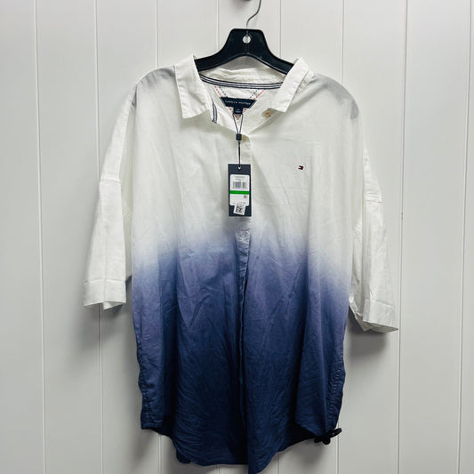 Top Short Sleeve By Tommy Hilfiger In Purple & White, Size: L