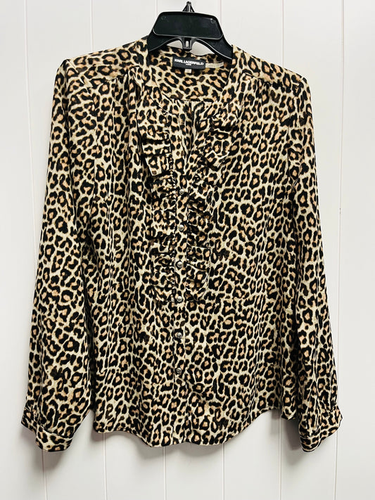 Top Long Sleeve By Karl Lagerfeld In Animal Print, Size: M