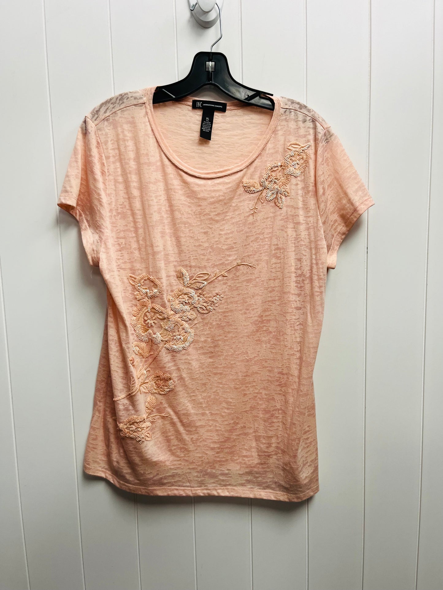 Top Short Sleeve By Inc In Peach, Size: Xl