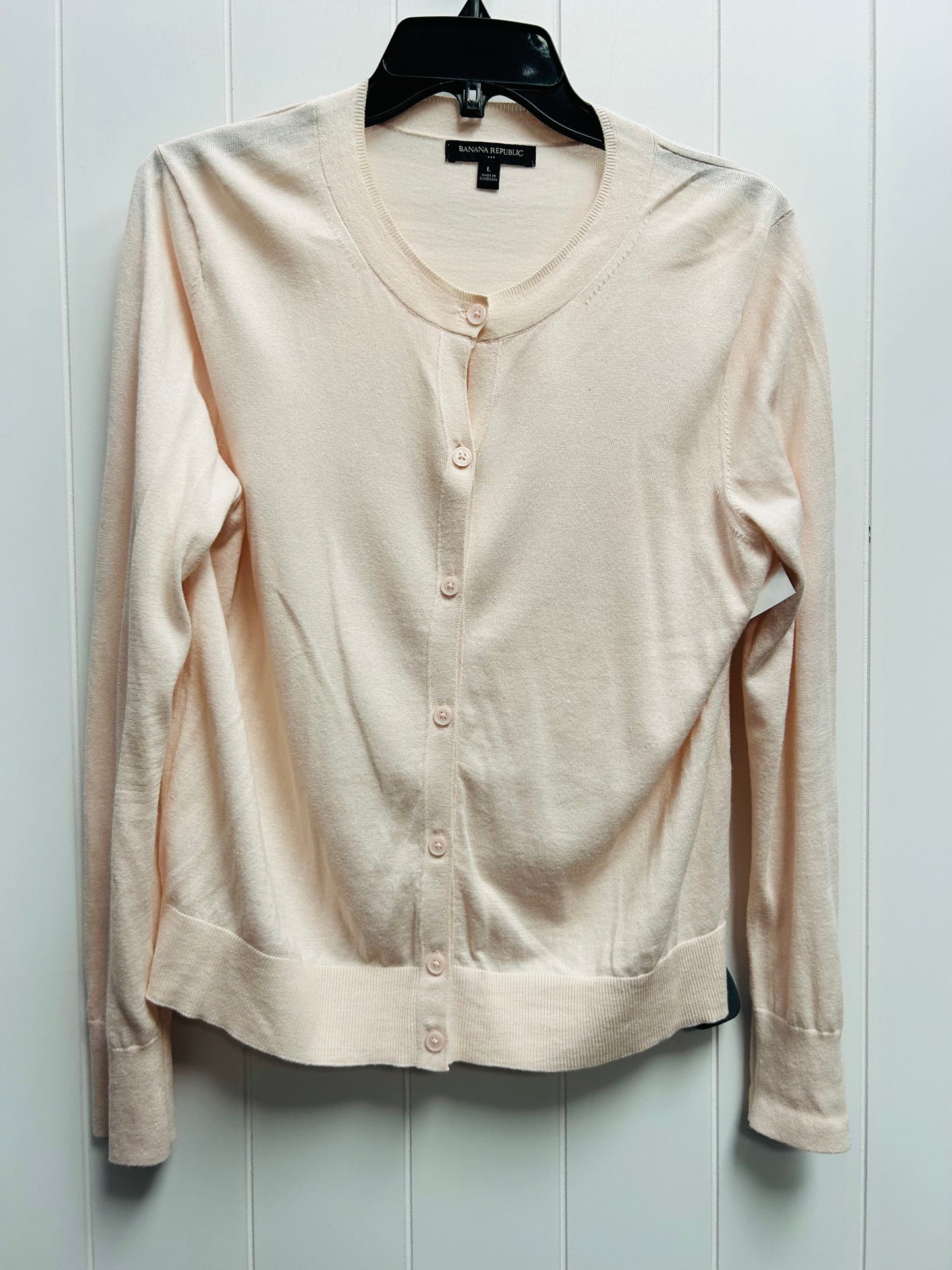 Sweater Cardigan By Banana Republic In Pink, Size: L