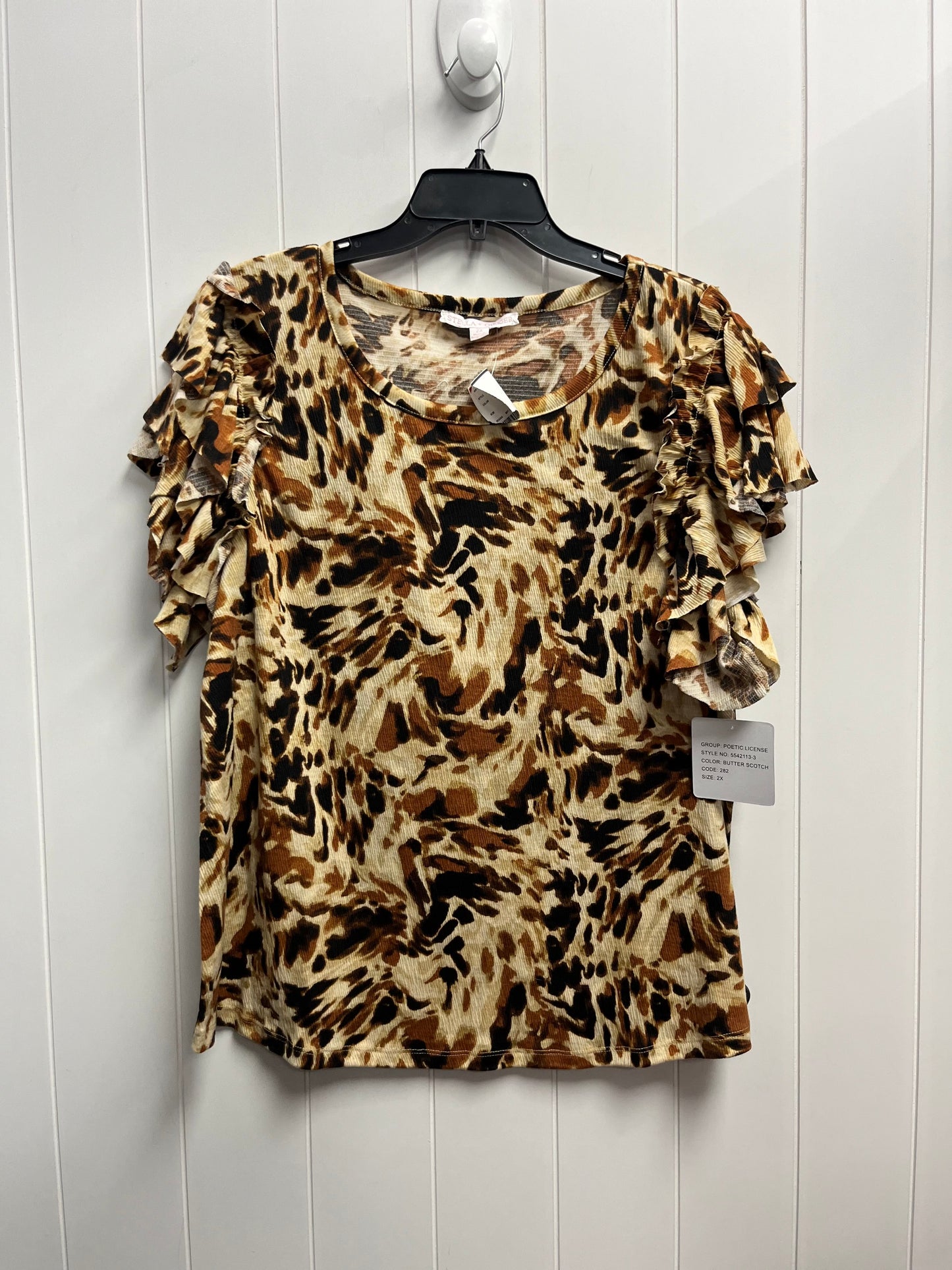 Top Short Sleeve By Clothes Mentor In Animal Print, Size: 2x