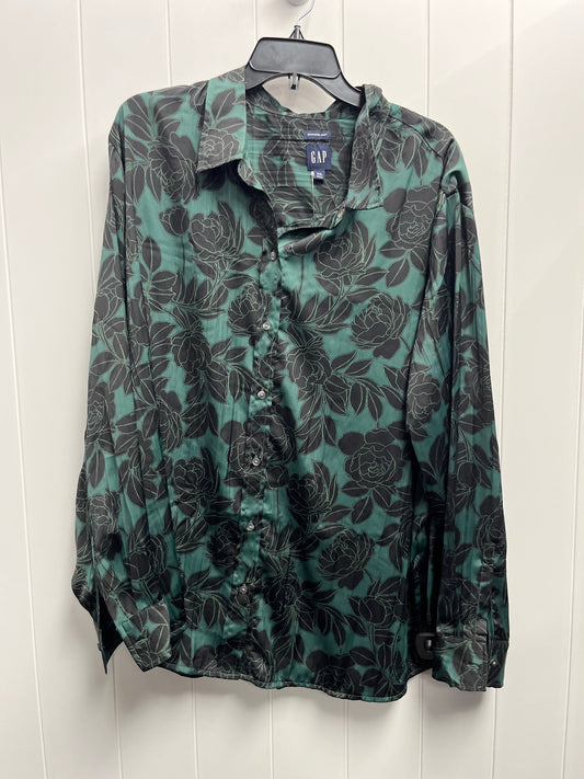 Top Long Sleeve By Gap In Black & Green, Size: 1x