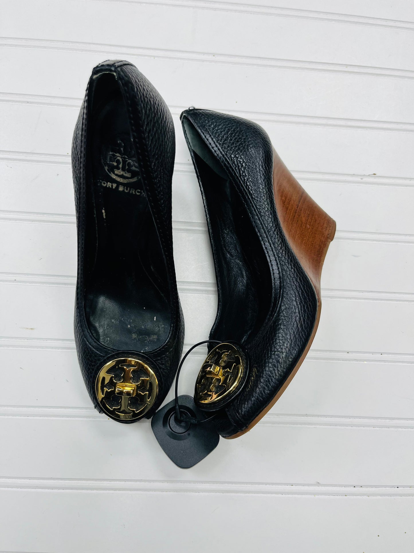 Sandals Heels Wedge By Tory Burch In Black, Size: 7