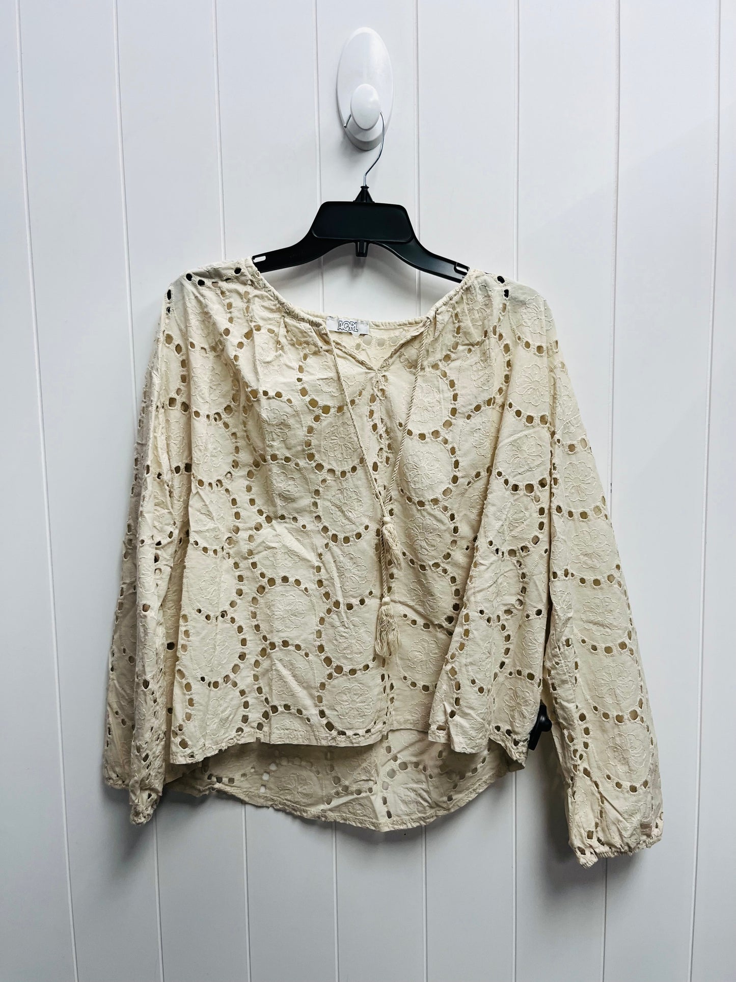 Top Long Sleeve By AQRL - MADE IN ITALY  In Tan, Size: M