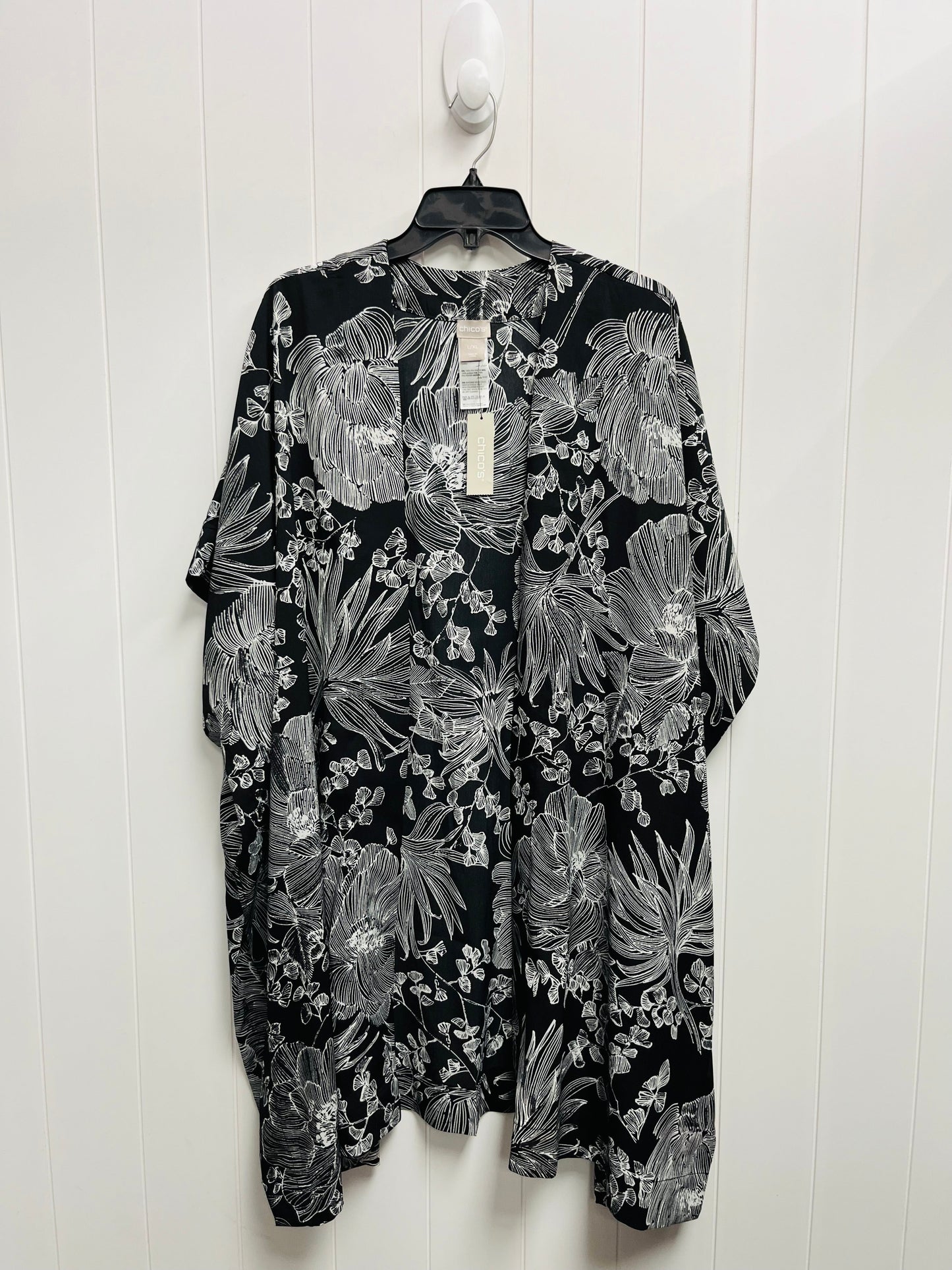 Kimono By Chicos In Black & White, Size: L