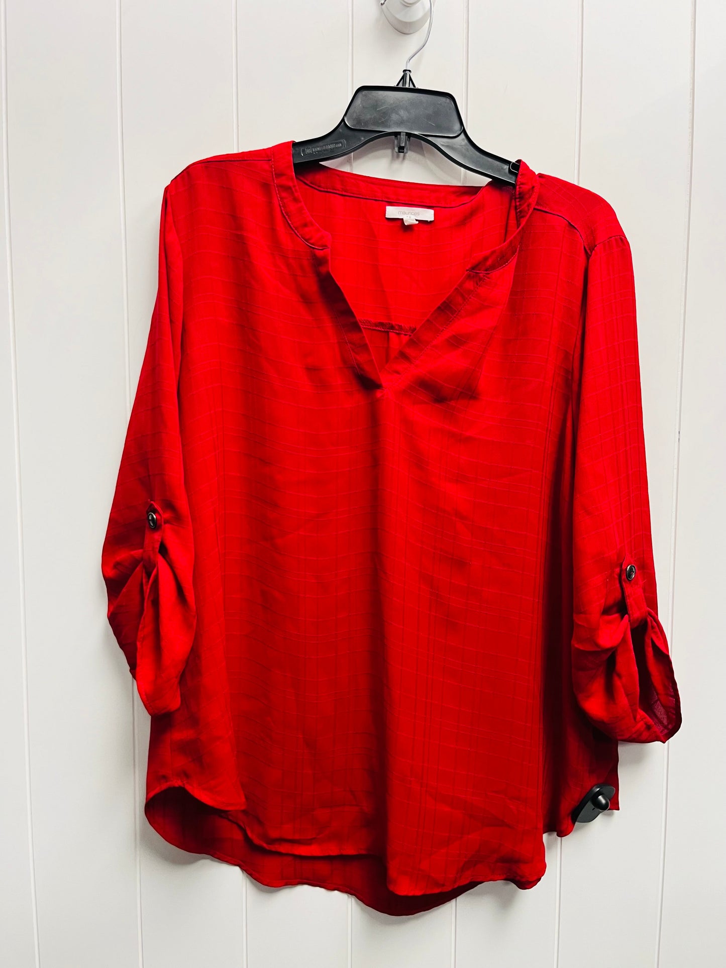 Top 3/4 Sleeve By Maurices In Red, Size: Xl