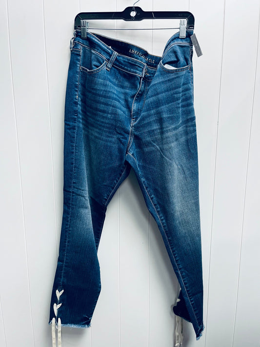 Jeans Skinny By American Eagle In Blue Denim, Size: 18