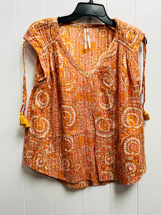 Top Short Sleeve By Anthropologie In Orange & Pink, Size: S