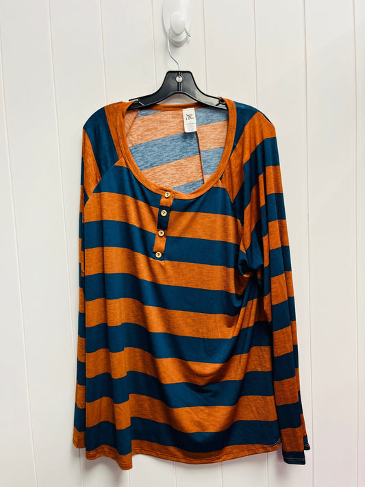 Top Long Sleeve By Sew In Love In Blue & Brown, Size: 3x