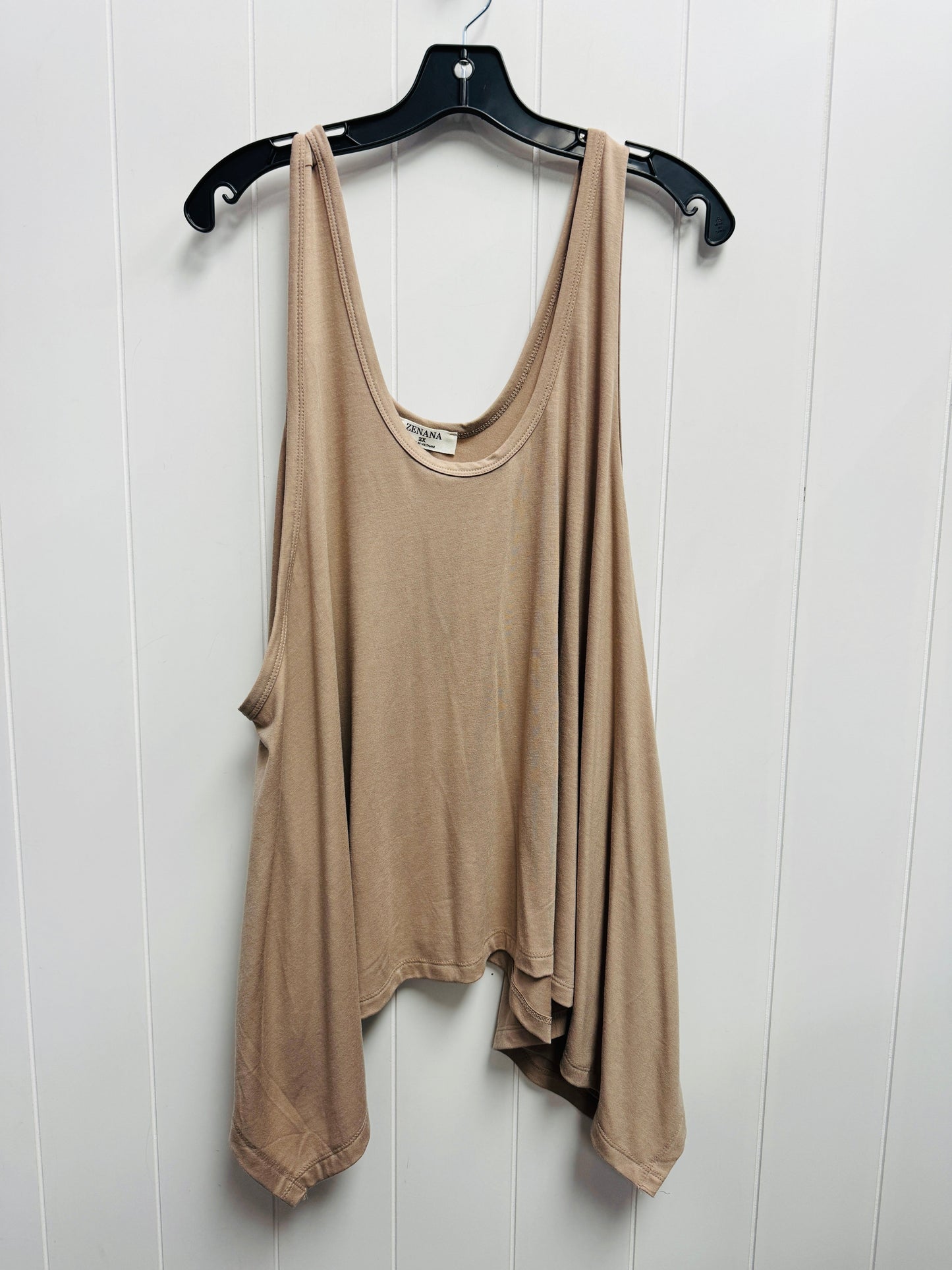 Top Sleeveless By Zenana Outfitters In Taupe, Size: 2x