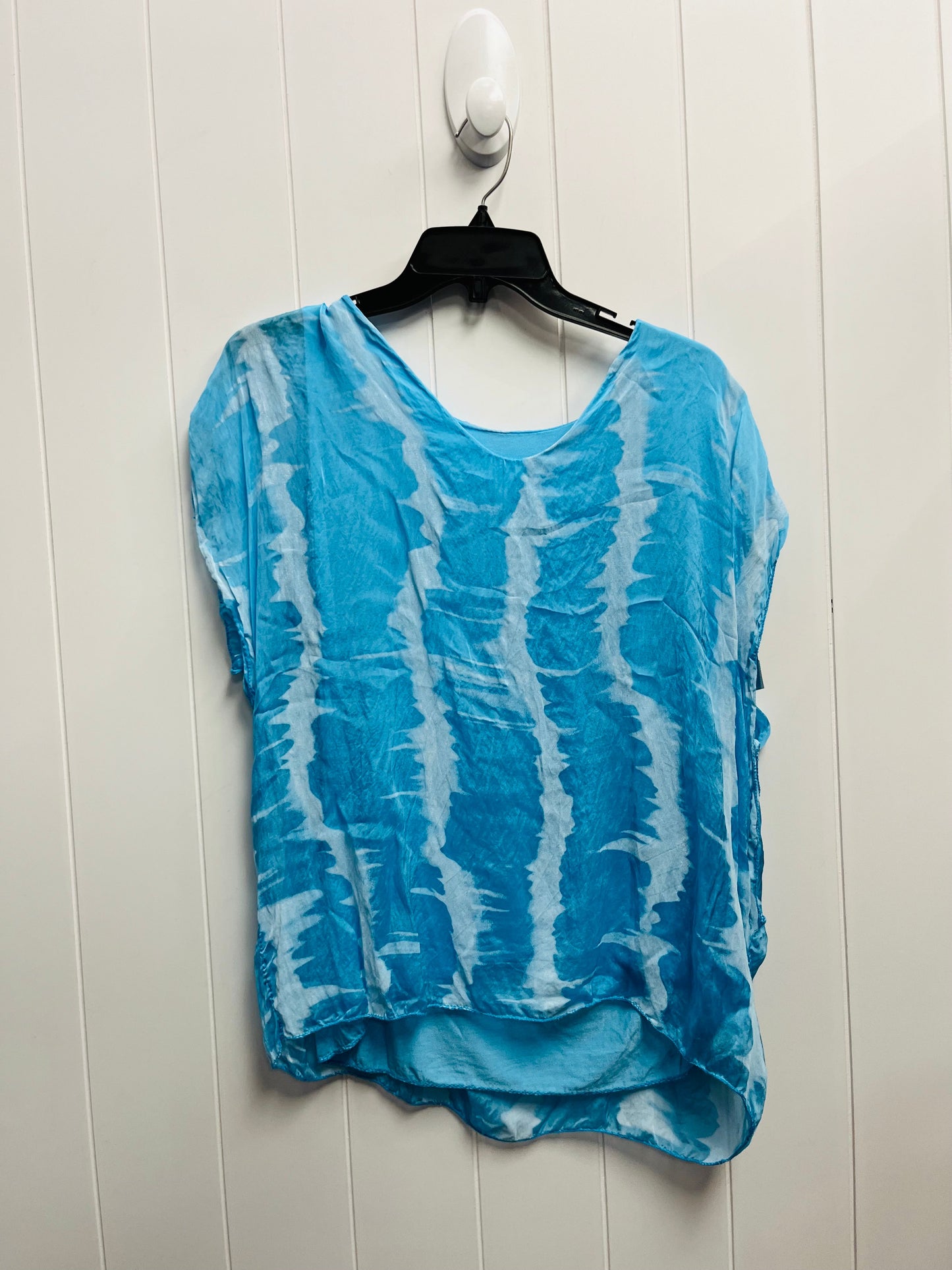 Blouse Short Sleeve By Clothes Mentor In Blue & White, Size: M