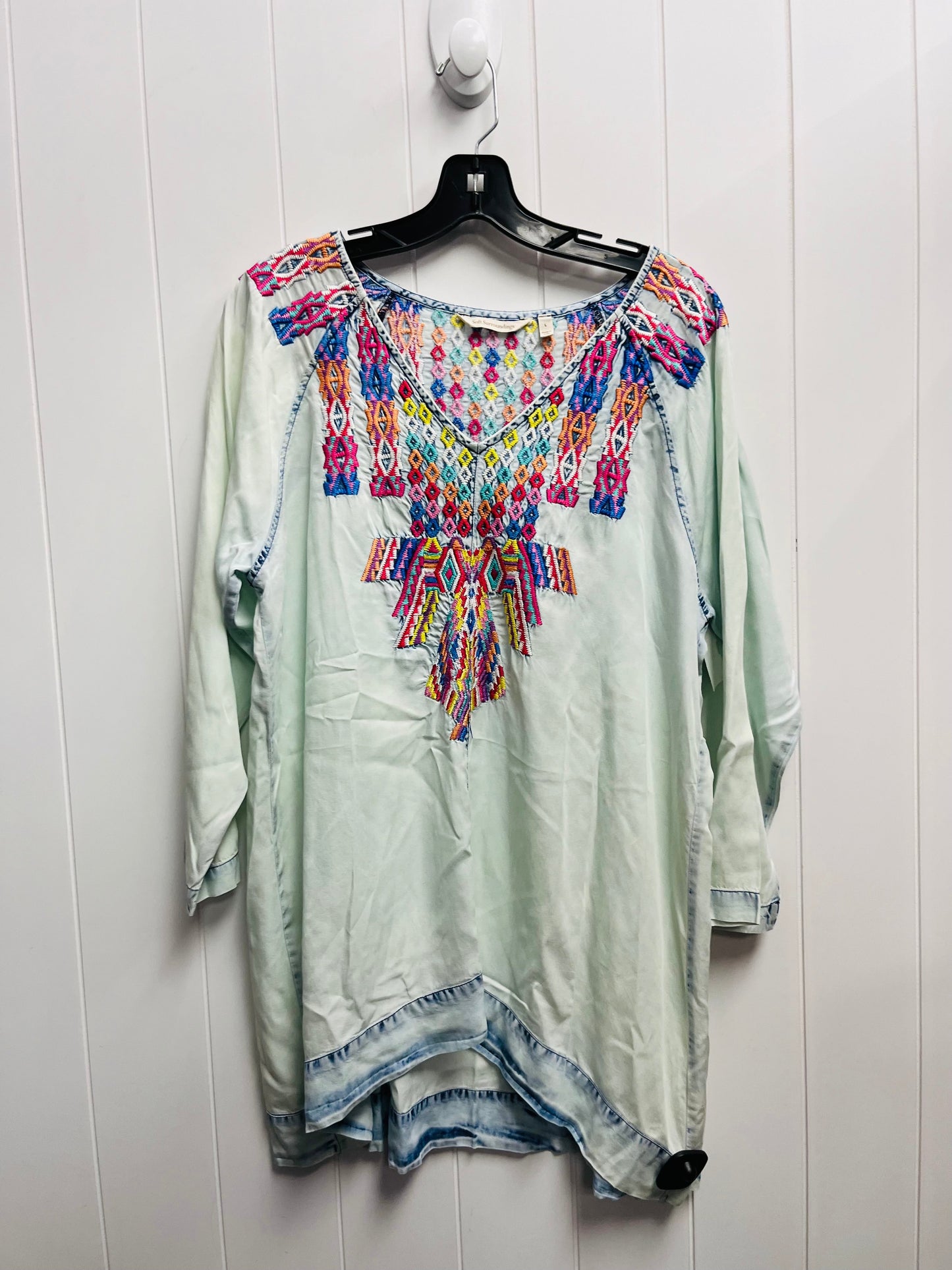 Top Long Sleeve By Soft Surroundings In Blue & Pink, Size: L