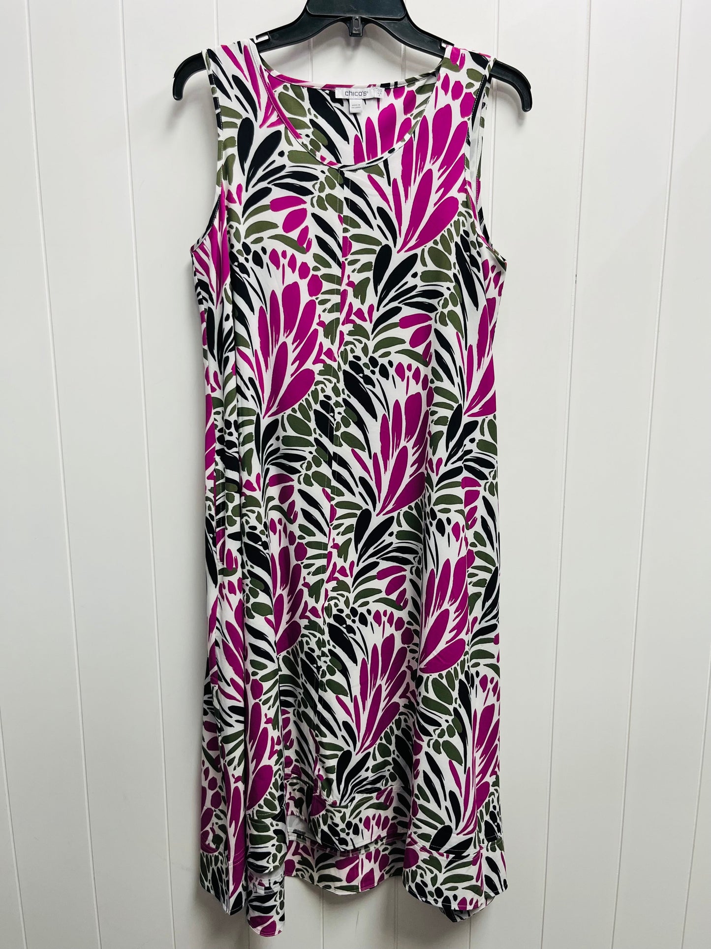 Dress Casual Midi By Chicos In Green & Purple, Size: 6