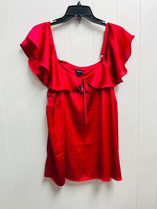 Blouse Short Sleeve By Torrid In Red, Size: 1x