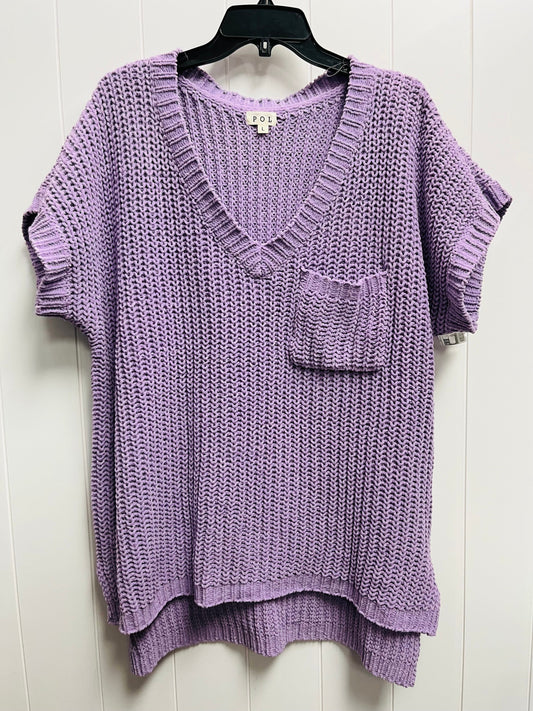 Sweater Short Sleeve By Pol In Purple, Size: L