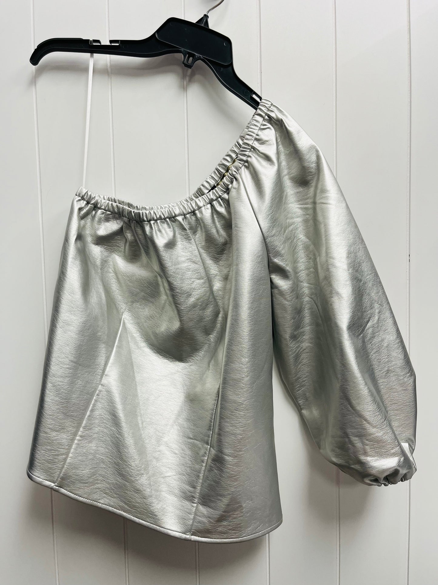 Top Long Sleeve By Inc In Silver, Size: M