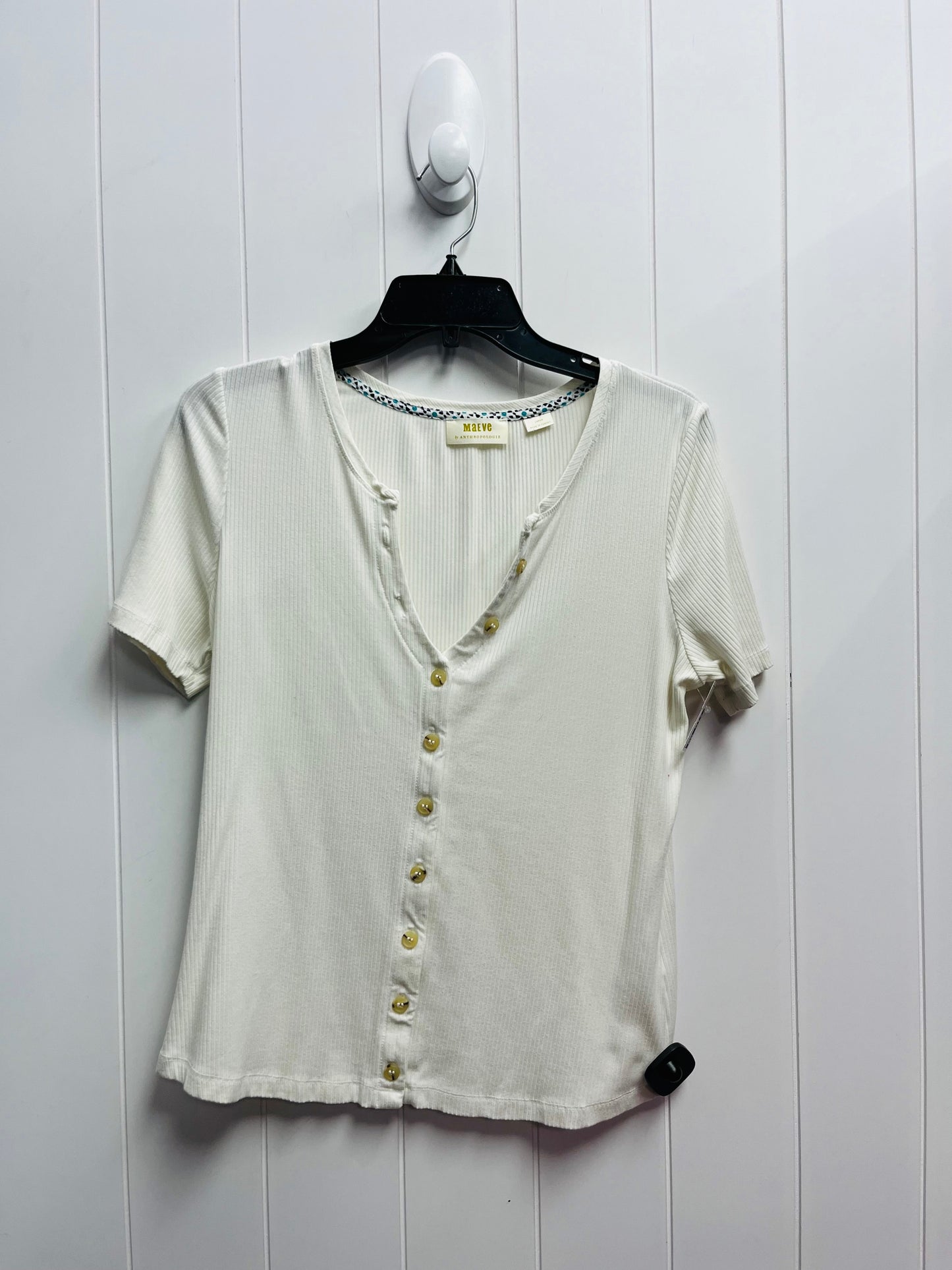 Top Short Sleeve By Maeve In White, Size: L