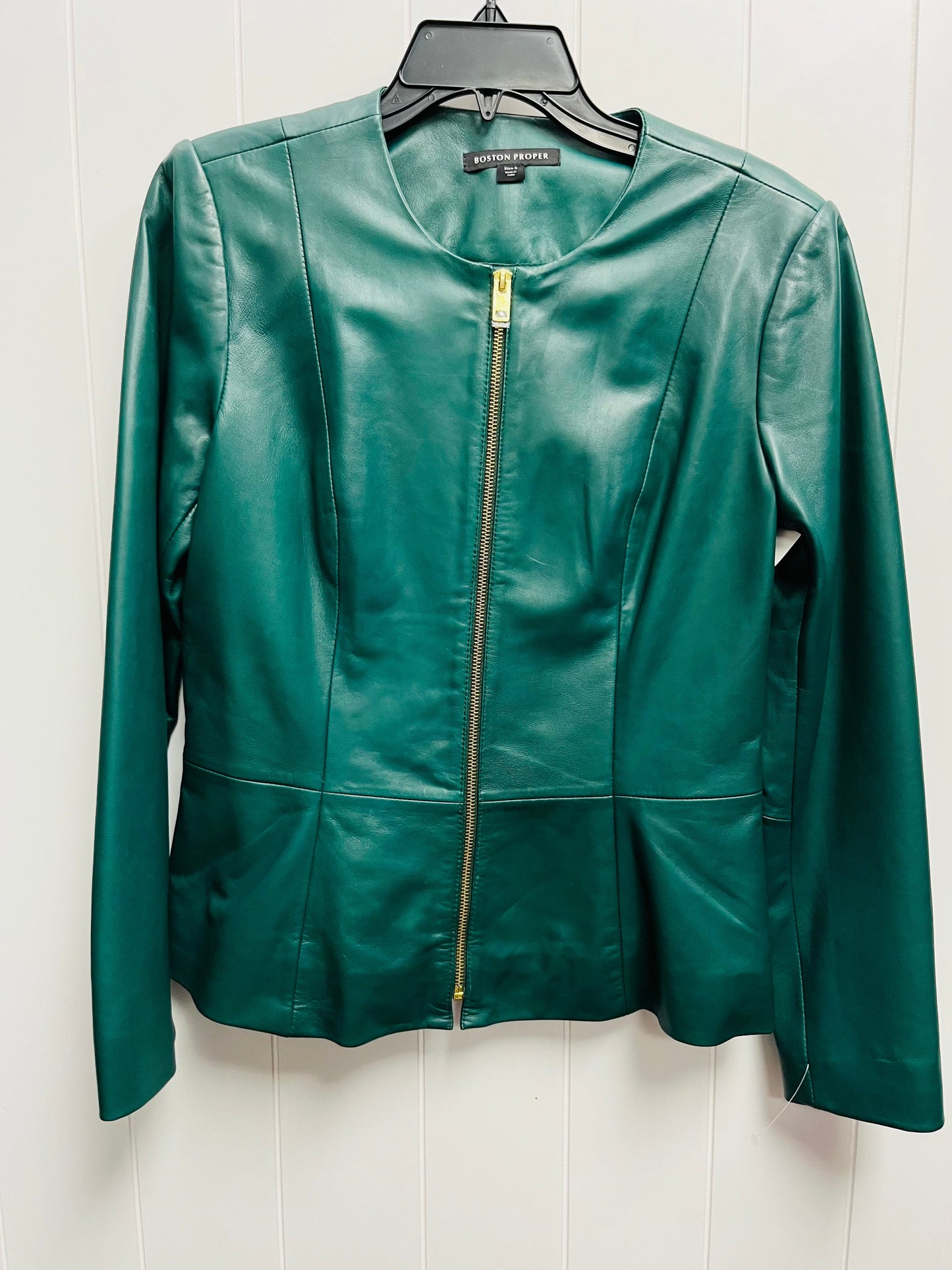 Jacket Leather By Boston Proper In Green, Size: S