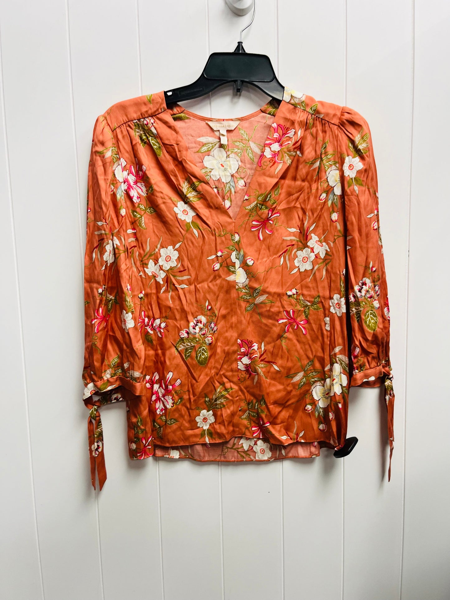 Blouse Long Sleeve By Rebecca Taylor In Green & Orange, Size: 2