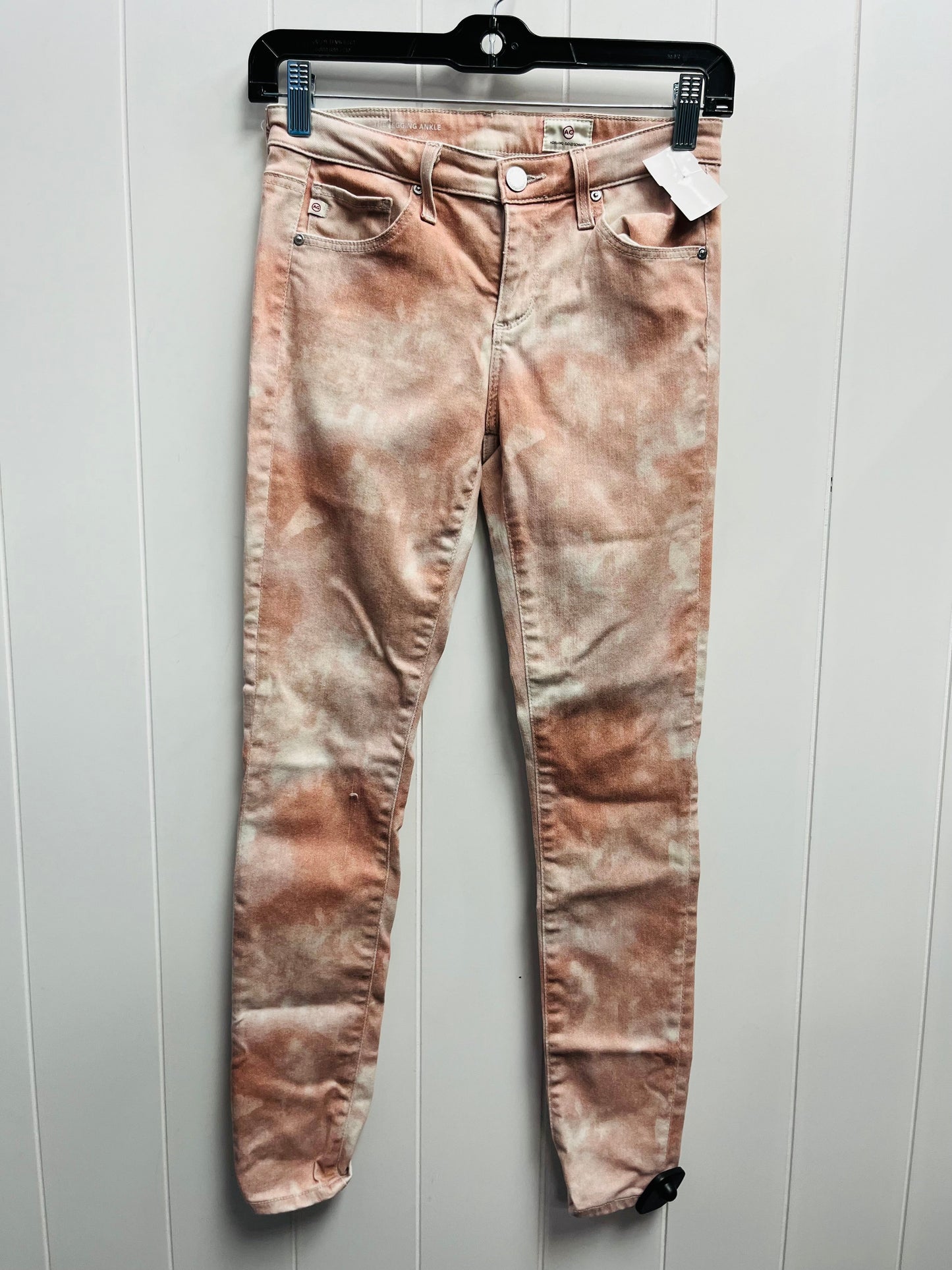 Jeans Skinny By Adriano Goldschmied In Pink & White, Size: 2