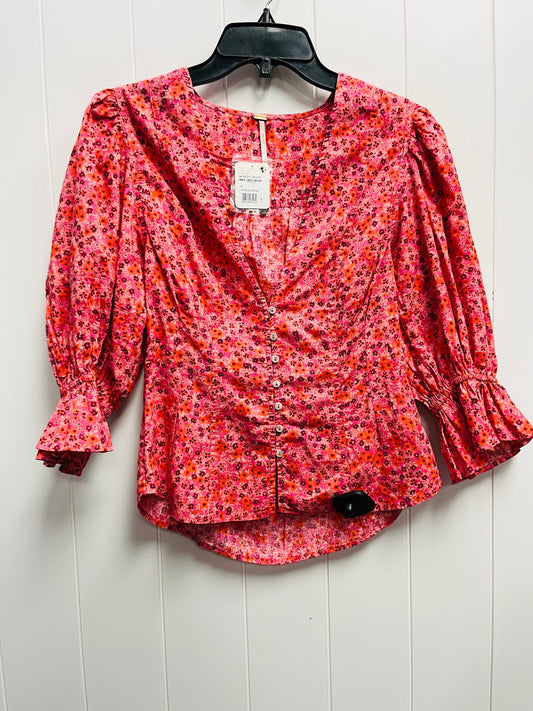 Top Long Sleeve By Free People In Pink & Red, Size: S