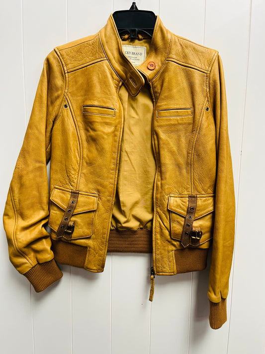 Jacket Leather By Lucky Brand In Tan, Size: Xs