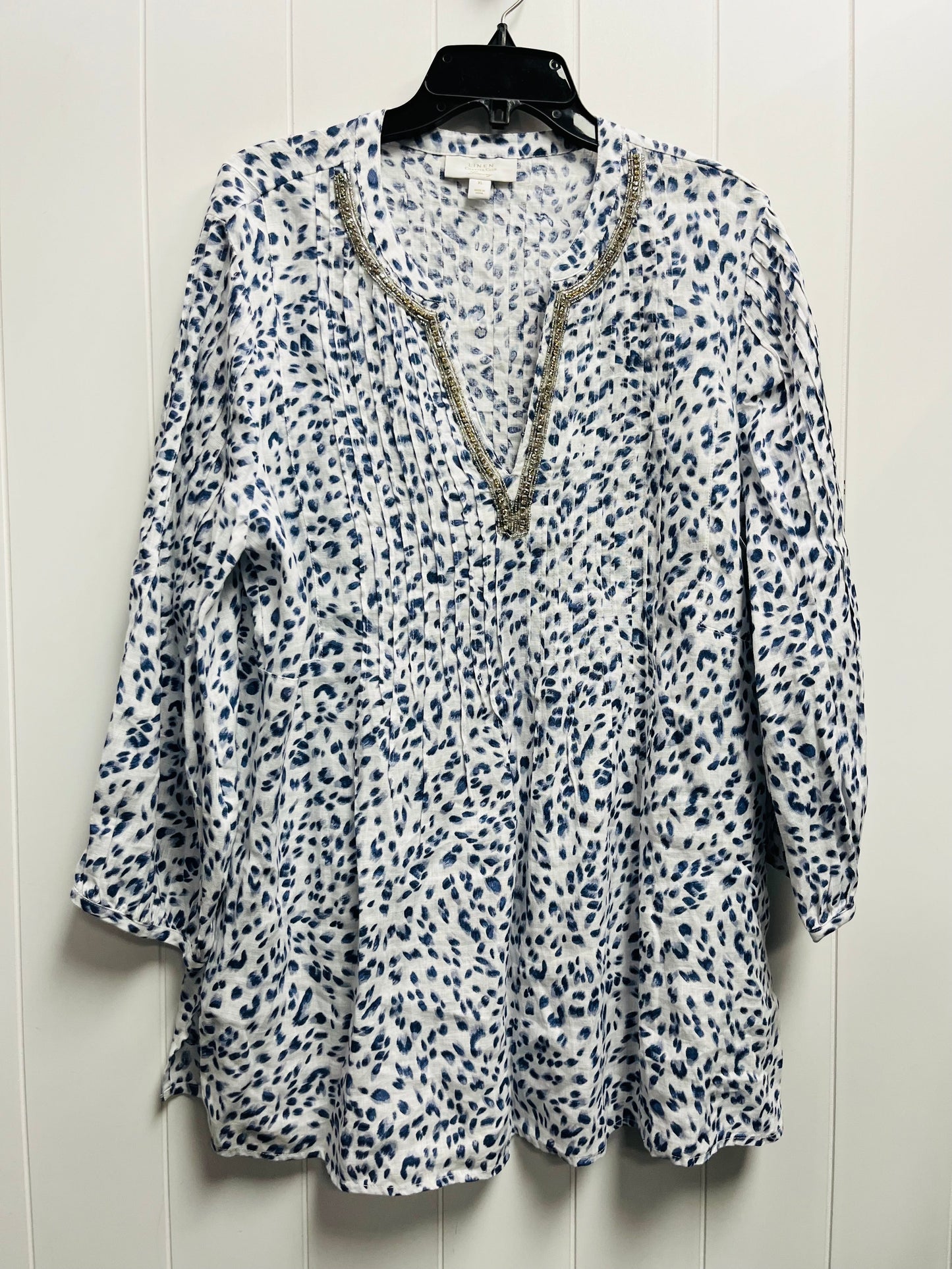 Top Long Sleeve By Charter Club In Blue & White, Size: Xl