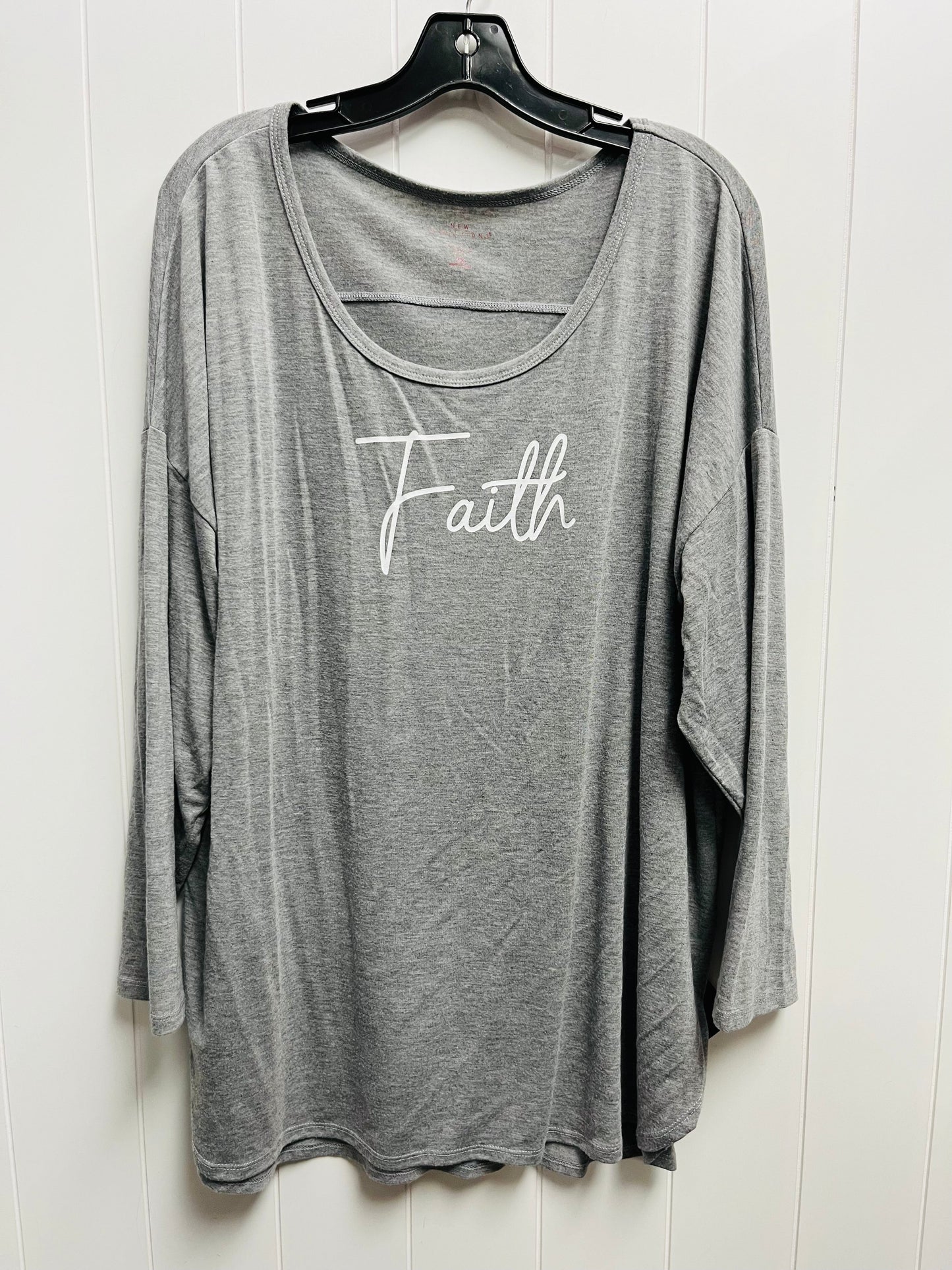 Top Long Sleeve Basic By New Directions In Grey, Size: 2x