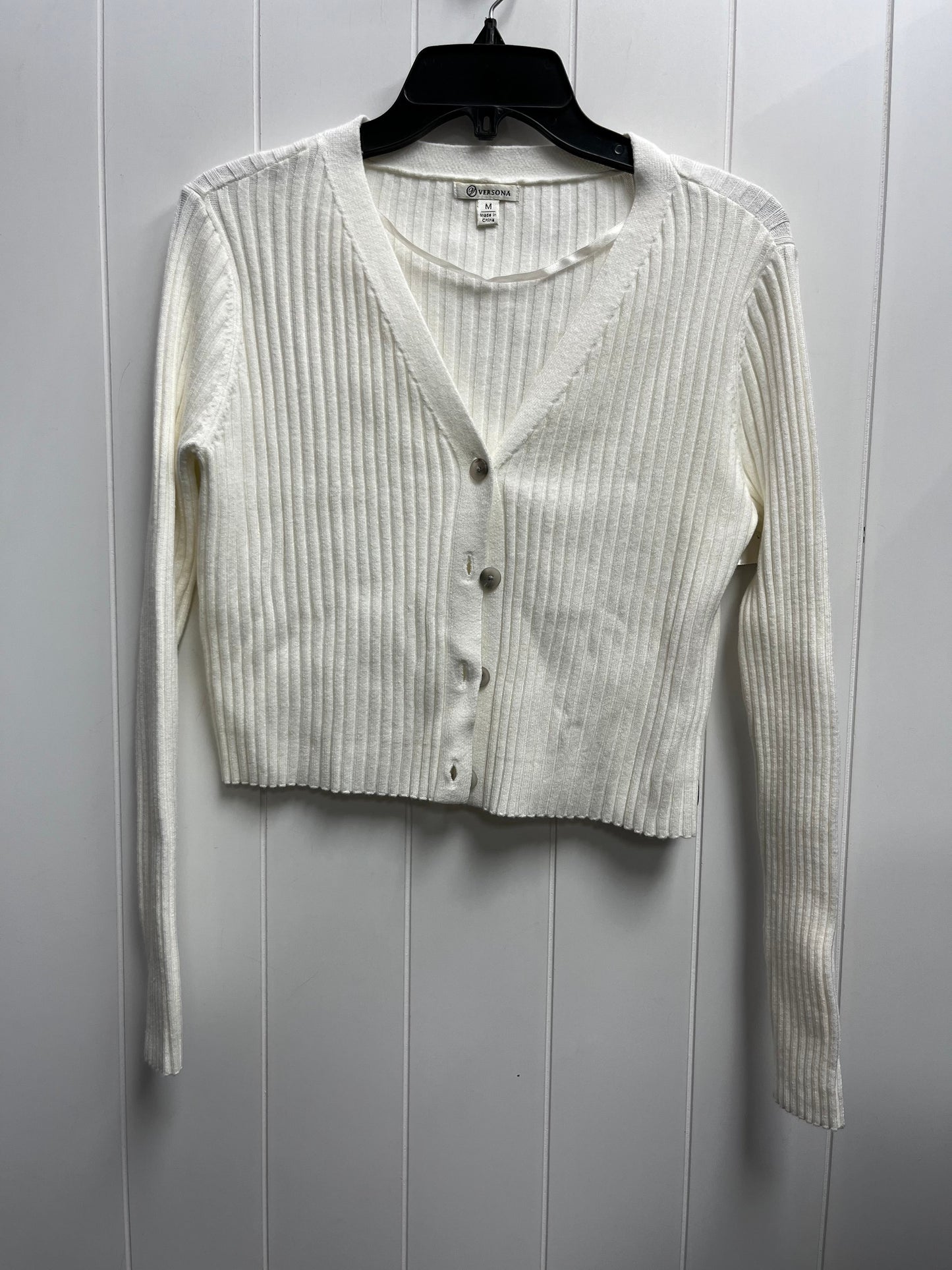 Sweater Cardigan By Versona In White, Size: M