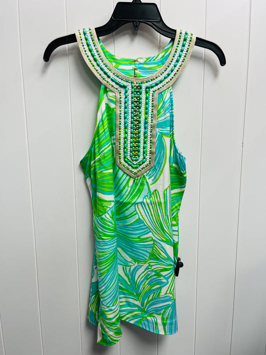 Top Sleeveless Designer By Lilly Pulitzer In Green & White, Size: L