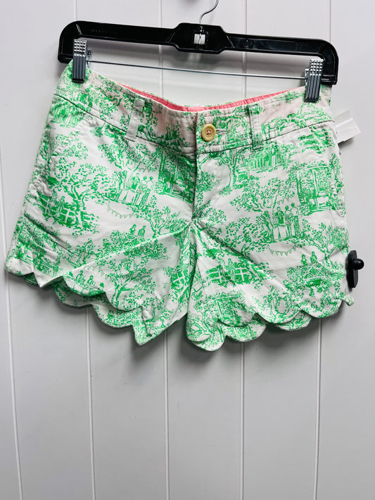 Shorts Designer By Lilly Pulitzer In Green & White, Size: Xxs