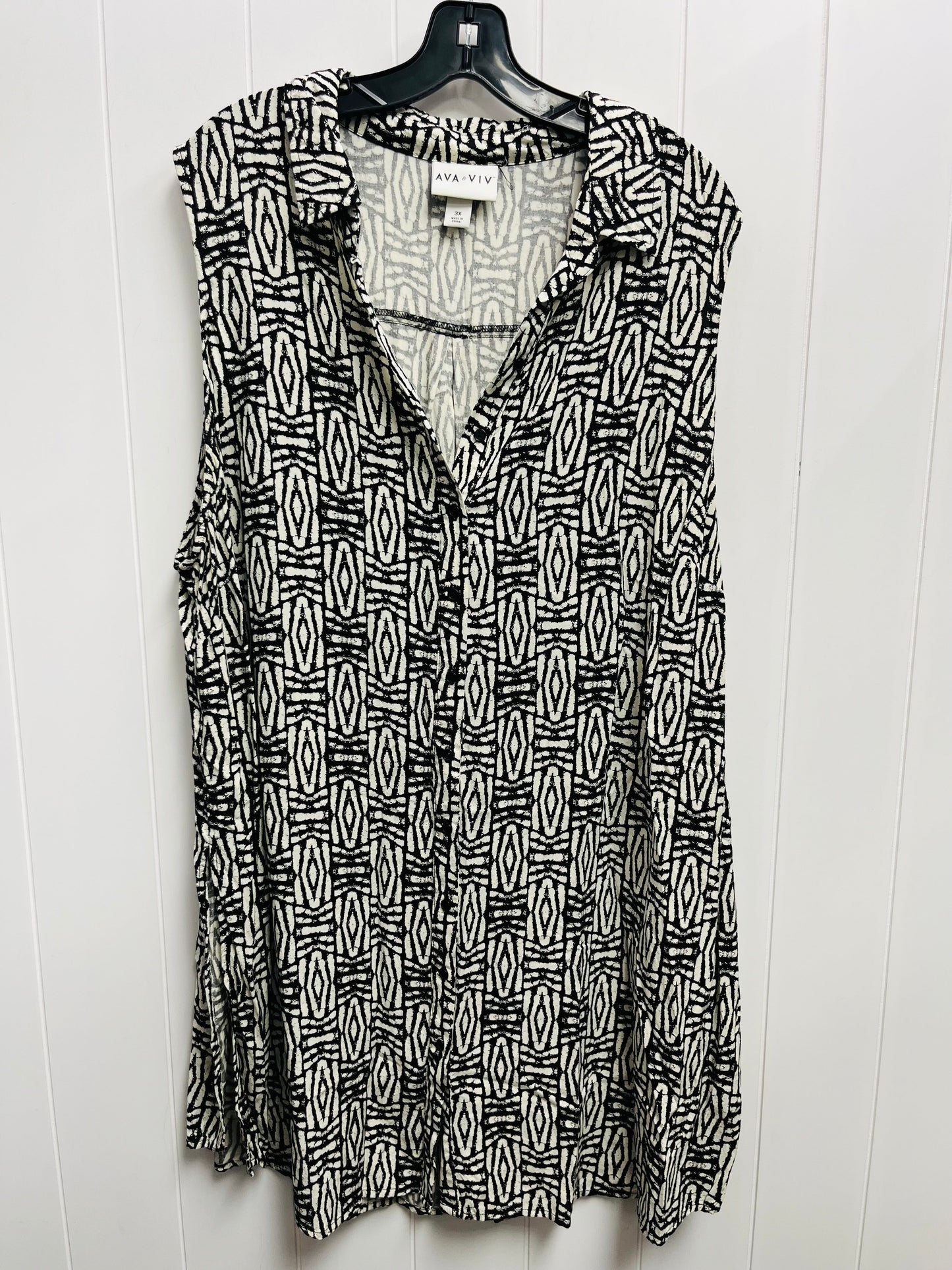 Tunic Sleeveless By Ava & Viv In Black & Cream, Size: 3x