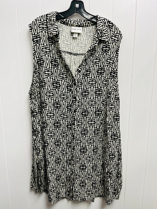 Tunic Sleeveless By Ava & Viv In Black & Cream, Size: 3x