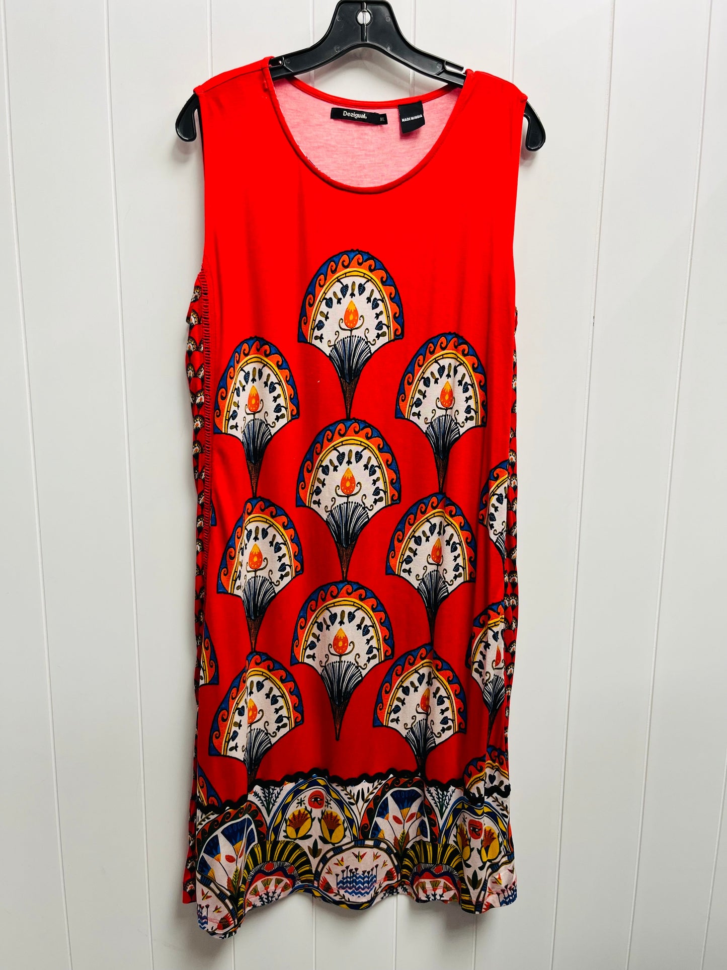 Dress Casual Short By Desigual In Blue & Red, Size: Xxl