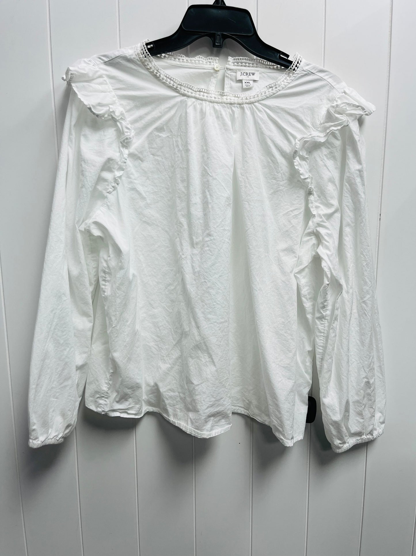 Top Long Sleeve By J. Crew In White, Size: Xxl