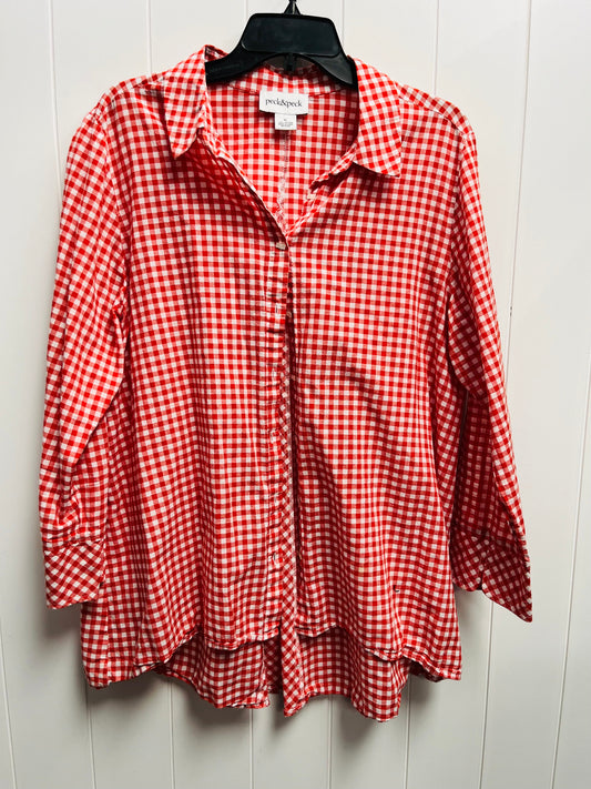 Top Long Sleeve By Peck And Peck In Red & White, Size: Xl