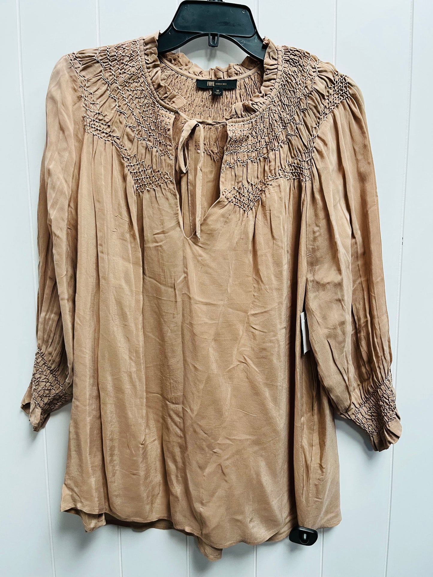 Top Long Sleeve Designer By Frye In Tan, Size: M