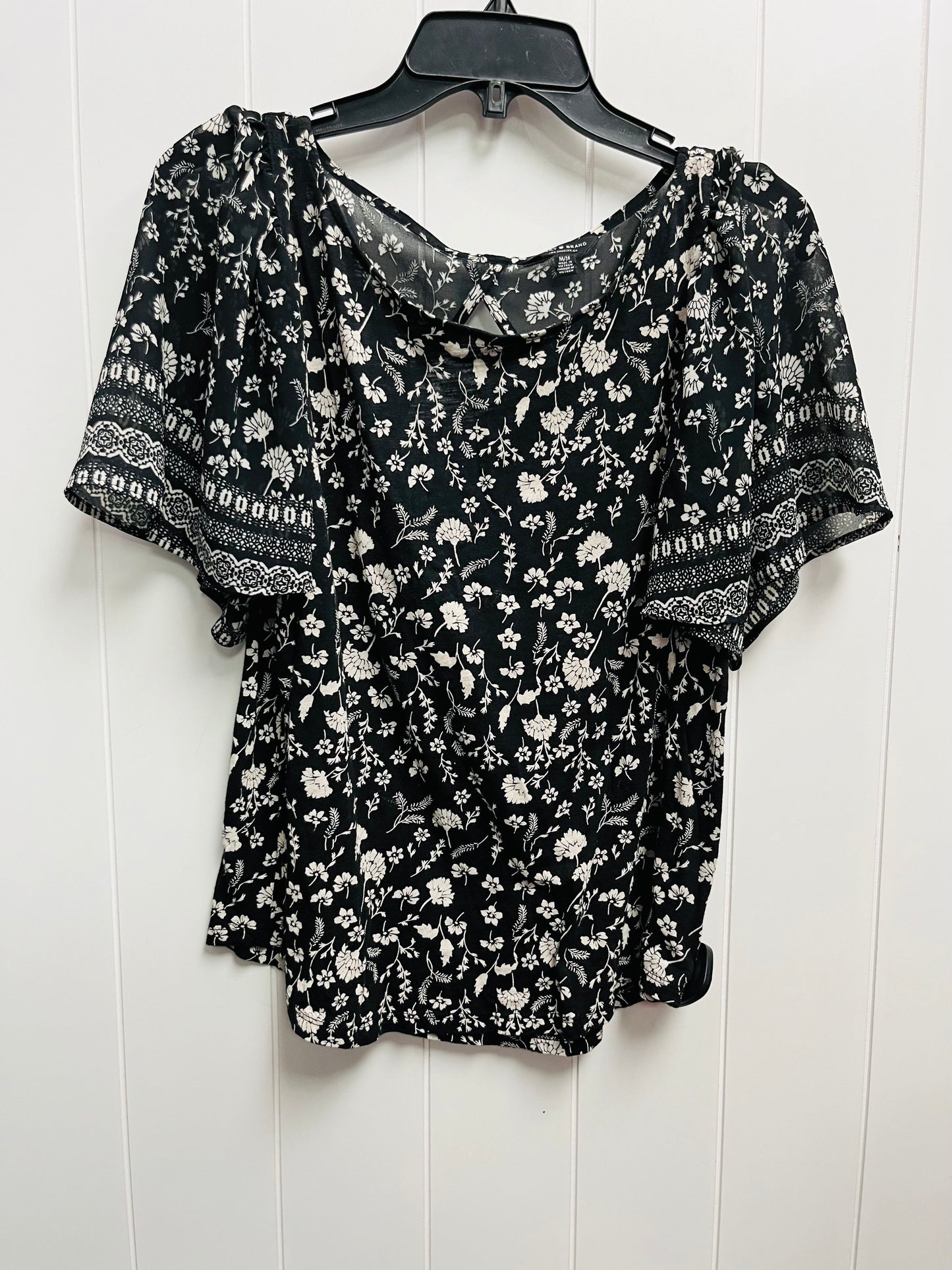 Top Short Sleeve By Lucky Brand In Black & Tan, Size: M